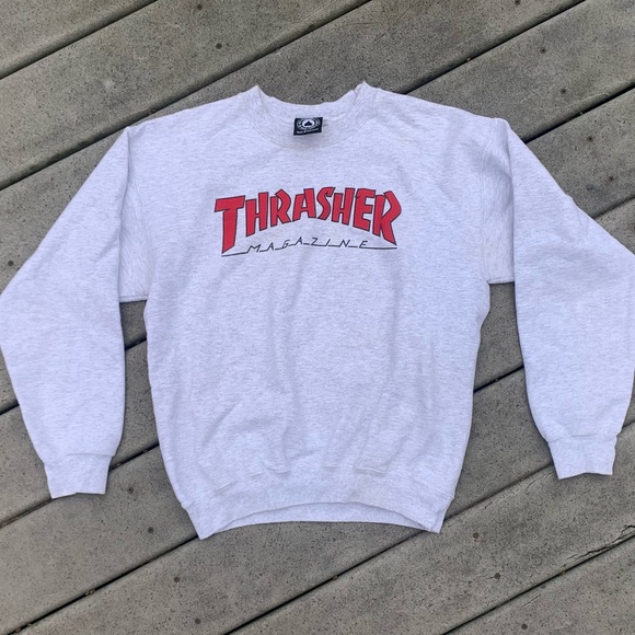 Vintage Thrasher Magazine Sweatshirt | Thrasher Skateboard CREWNECK w Red Logo - Picture 3 of 5